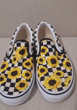 🌻 Vans Classic Slip-On Sunflower Checkerboard Sneakers 🌻